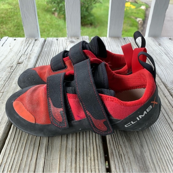 Climb X Rave Strap Climbing Shoes Mens US 6 / Womens US 7 EU 38 Red Hook & Loop - Picture 4 of 15